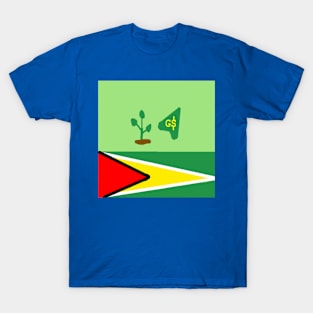 Sporty Guyana Design on Blue Background T-Shirt